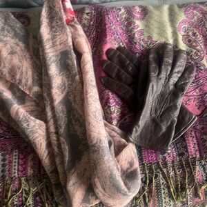 Women’s Leather gloves, Cotten scarf and pashmina